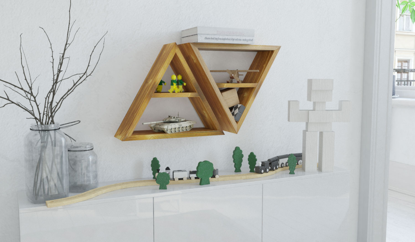 Loft shelf wooden triangle 